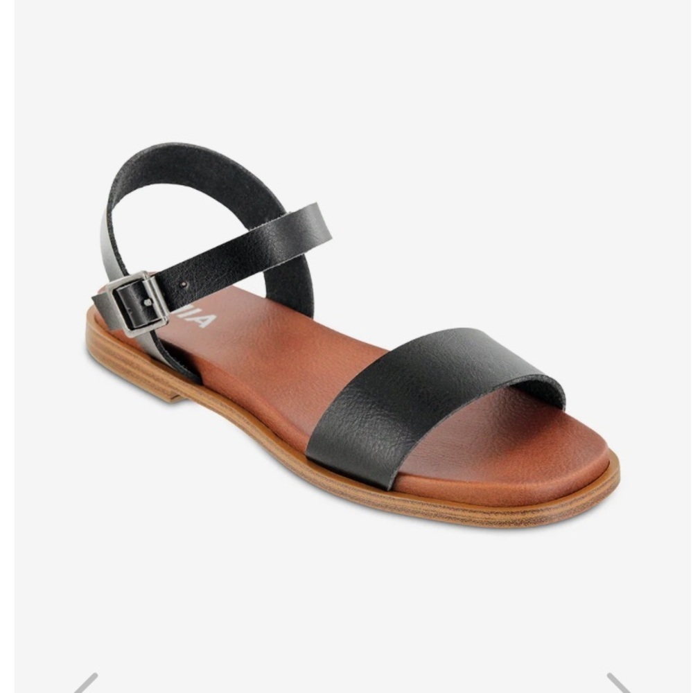 MIA KARINA - BLACK Black Vegan Leather Sandals Size 7.5